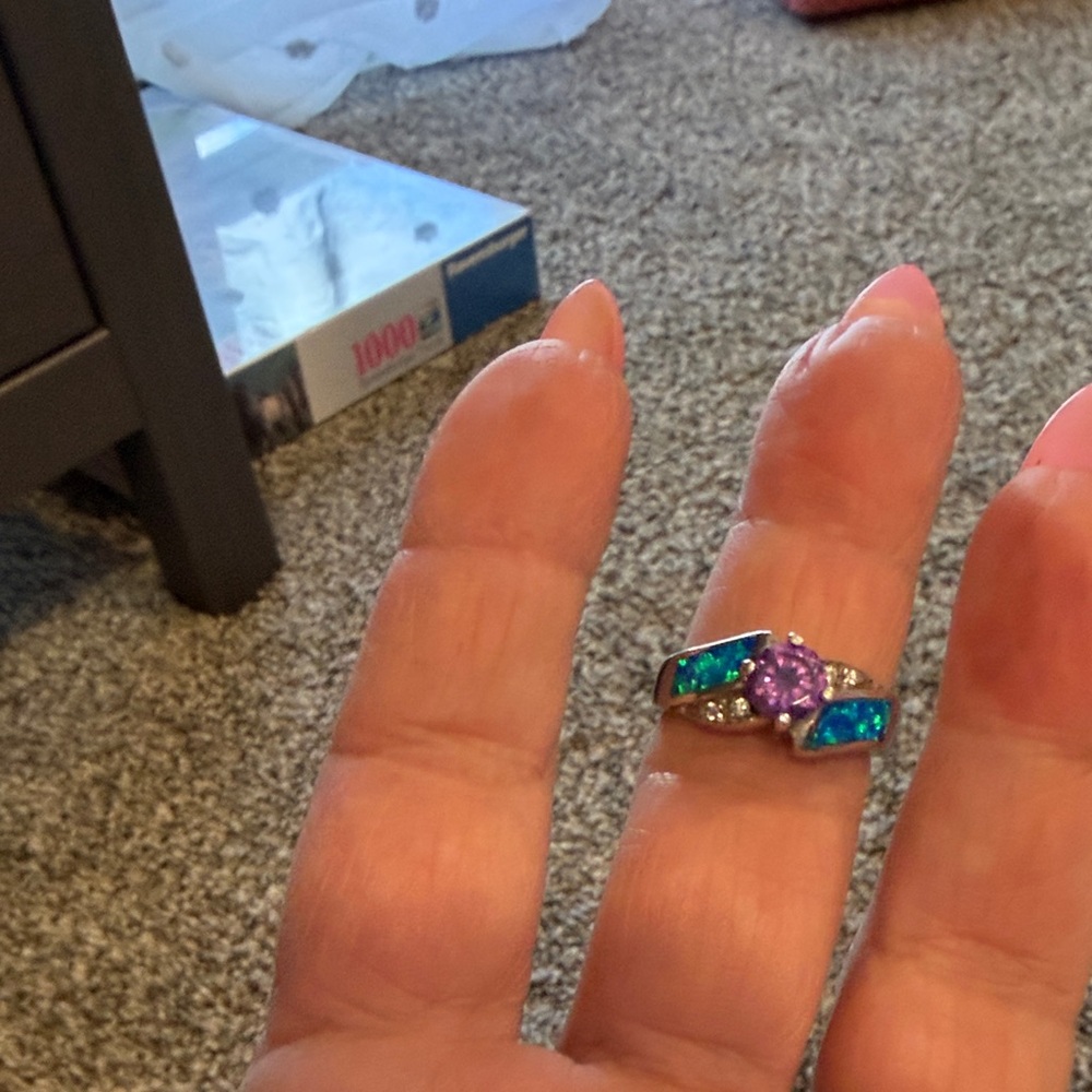 Elegant Purple and Blue Stone .925 Ring